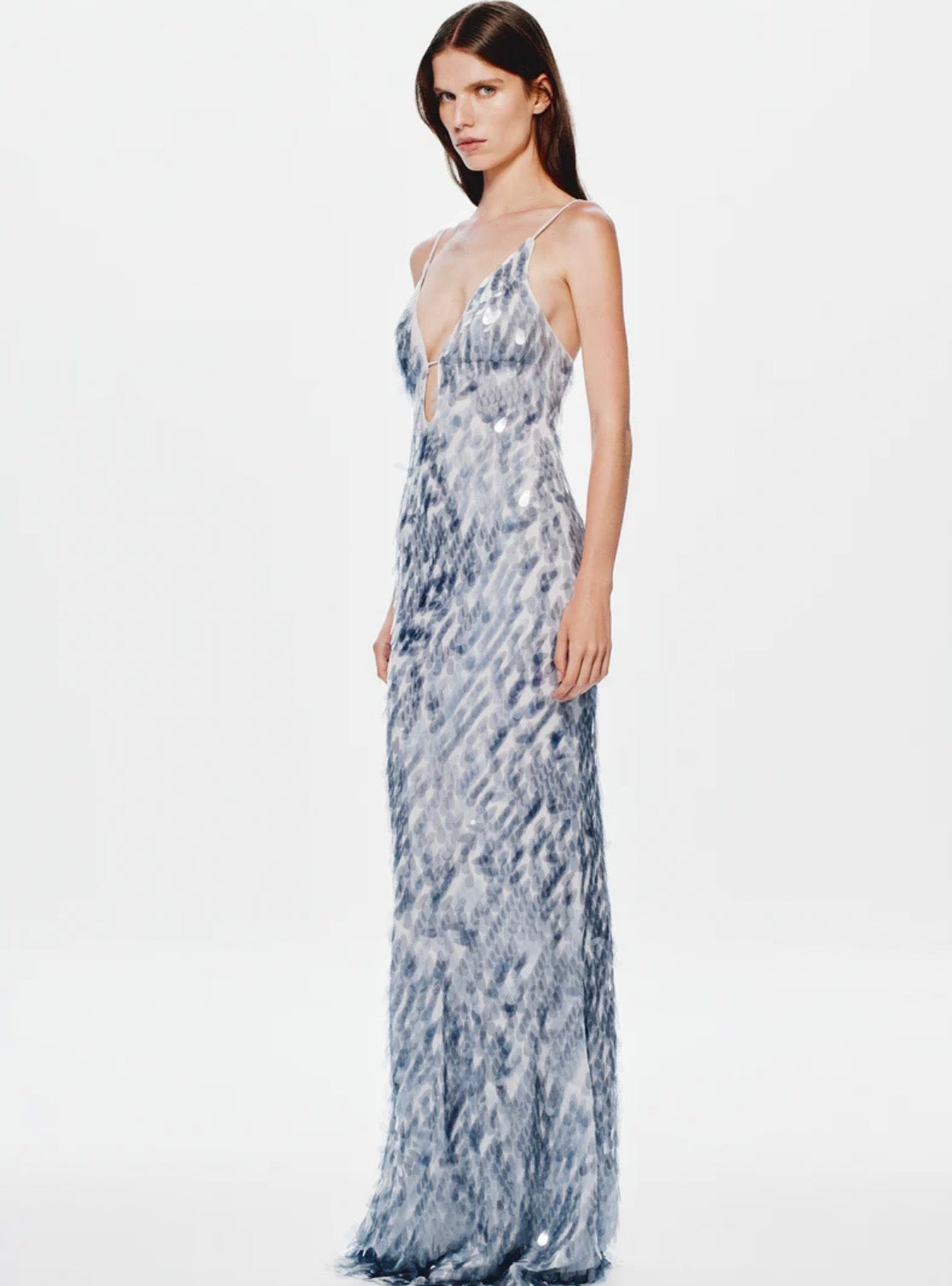 The sapphire sequin maxi dress by Misha available for hire in Mermaid Beach, QLD