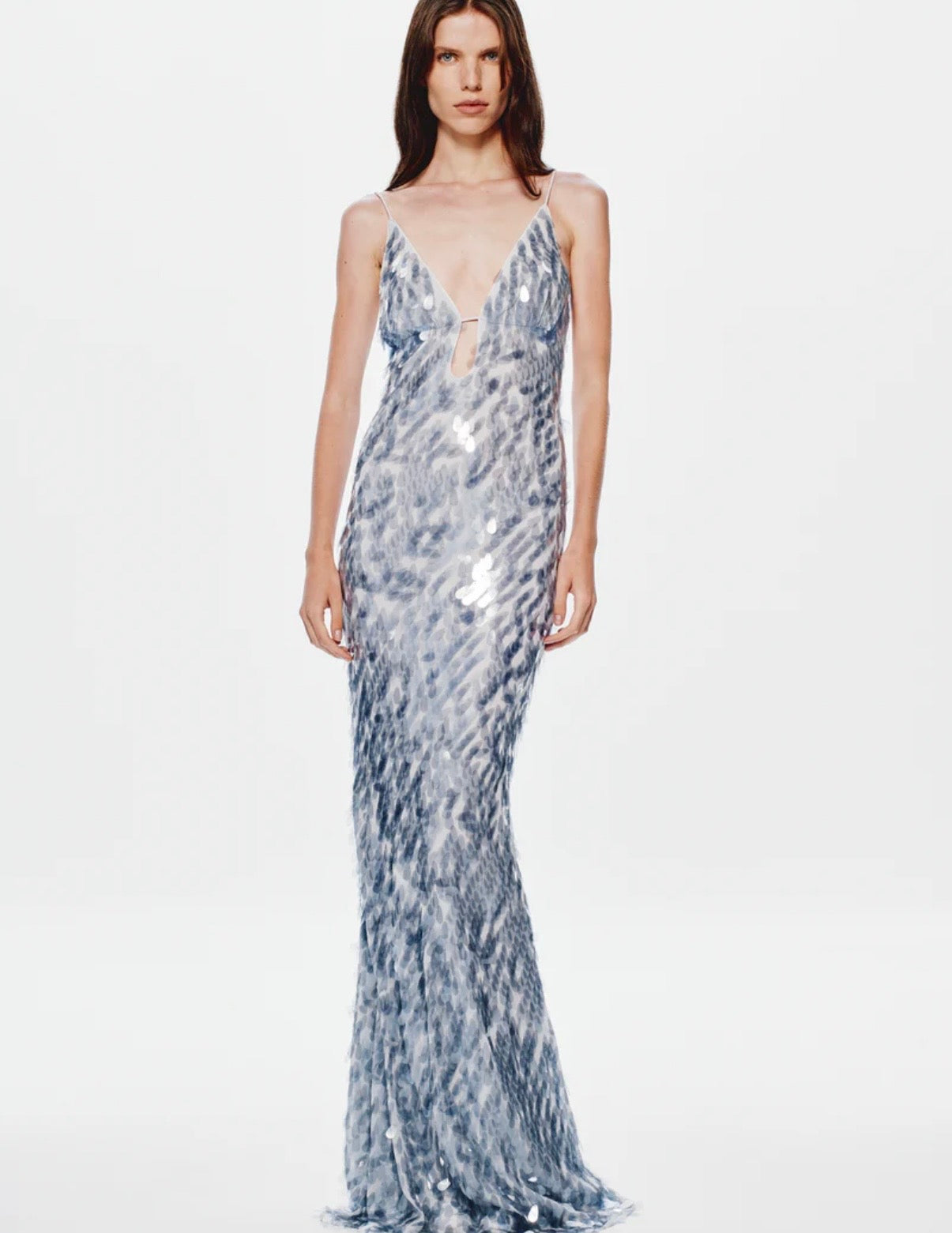 The sapphire sequin maxi dress by Misha available for hire in Mermaid Beach, QLD