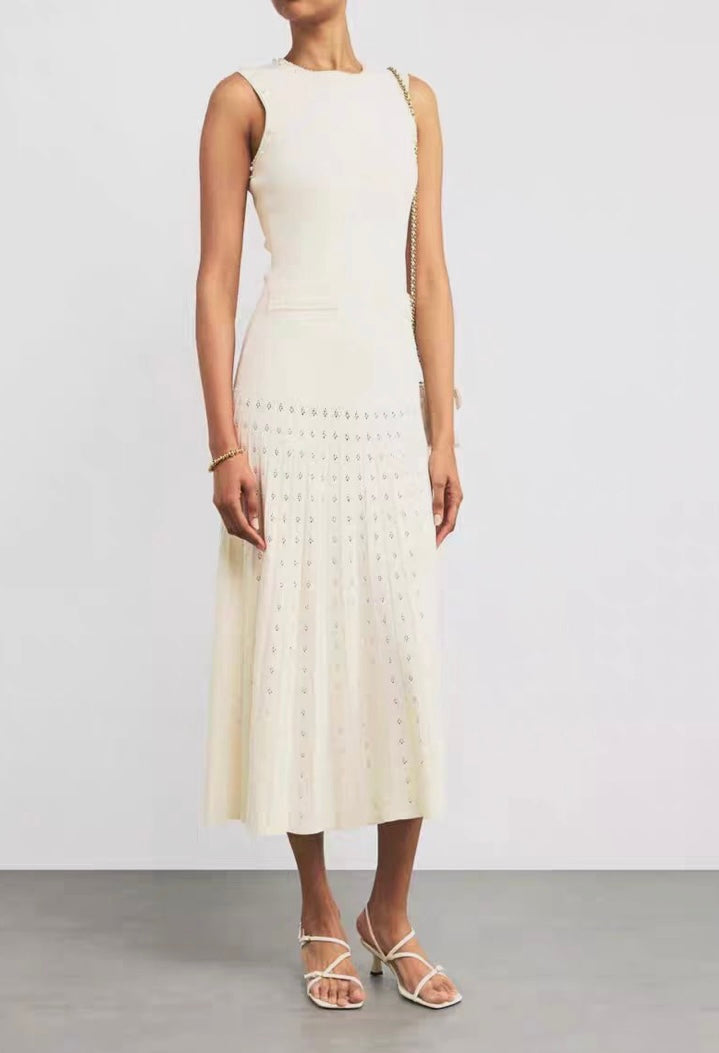 Sandro White Pearl edge Set dress with cardigan by Sandro available for hire in Australia
