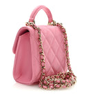 Lambskin Quilted Top Handle Clutch With Chain Pink by Chanel available for hire in Sydney, NSW