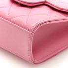 Lambskin Quilted Top Handle Clutch With Chain Pink by Chanel available for hire in Sydney, NSW