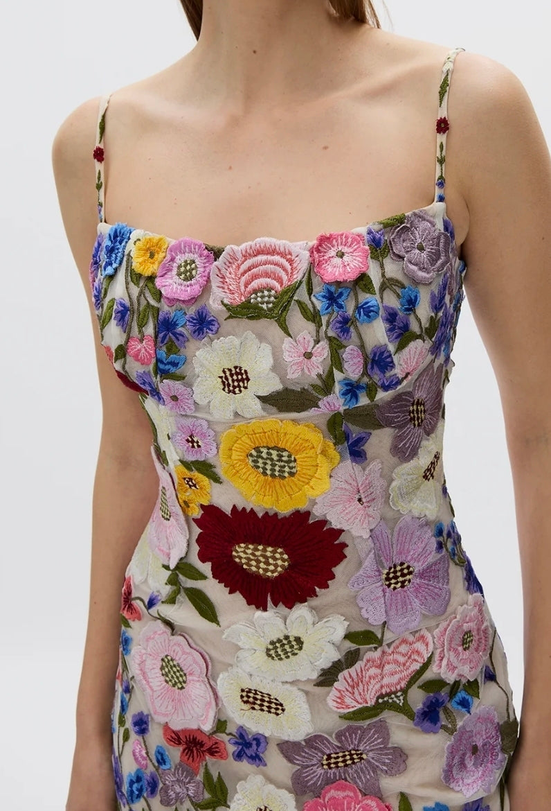 Rachel Gilbert Nya Dress Floral Size 3/AU12 by Rachel Gilbert available for hire in Hampton East, VIC
