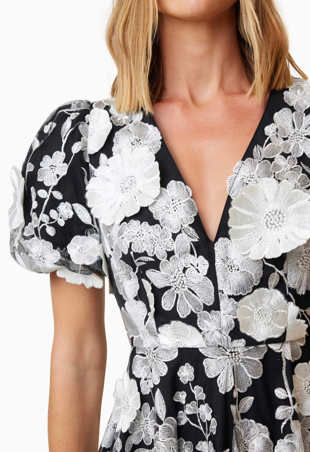 Elliatt Selene Floral Mini Dress Black Size M by Elliatt available for hire in Hampton East, VIC