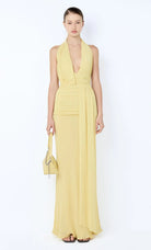 Cassis Drape Maxi in Citron by Bec & Bridge available for hire in Gold Coast, QLD