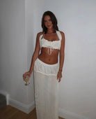 ANTOINETTE BRA TOP AND MARION SKIRT SET IVORY by Fait Par Foutch available for hire in Australia