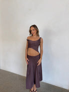Calypso Set in Plum by Koster Kulture available for hire in Gold Coast, QLD