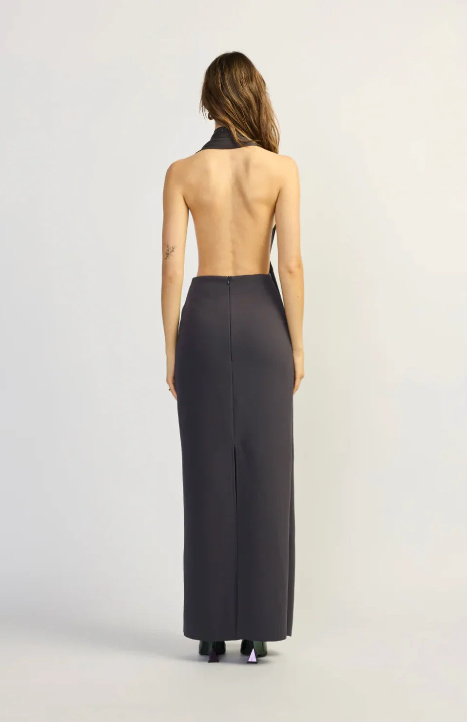 Dova Dress in Grey by Tojha available for hire in Gold Coast, QLD