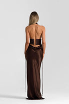 Bronte Top + Evelyn Maxi In Espresso by Natalie Rolt available for hire in Gold Coast, QLD