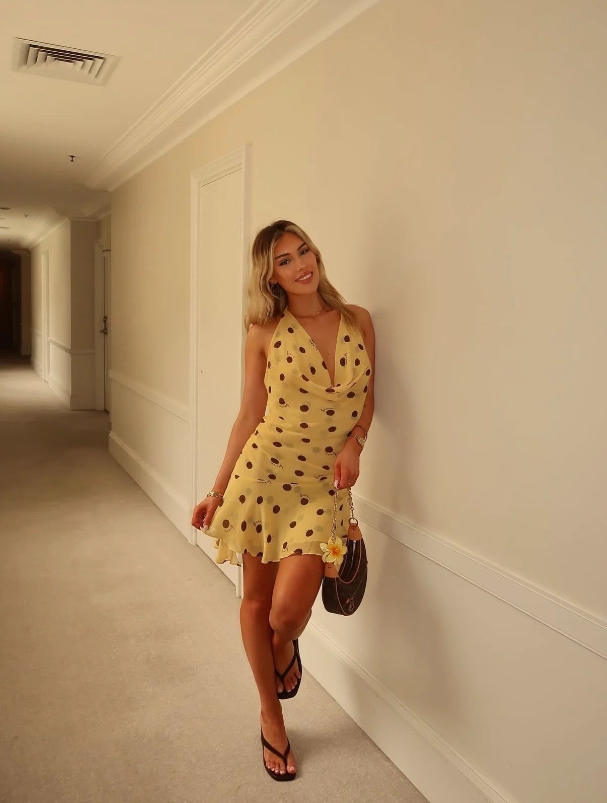 Harlow Halter in Butter spot by Benni available for hire in Gold Coast, QLD