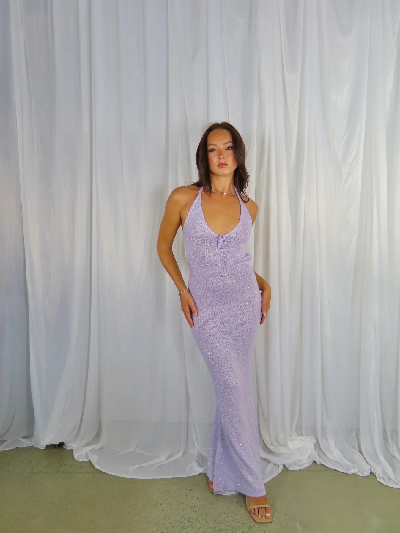Daphne Dress In Lavender by Asta Resort available for hire in Gold Coast, QLD