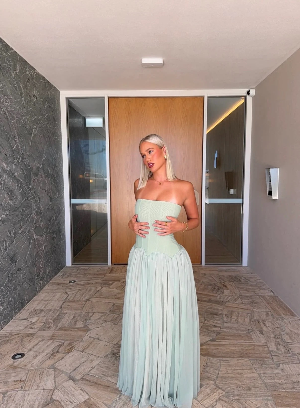 Magic Muse Maxi Dress in Green by White Fox available for hire in Gold Coast, QLD
