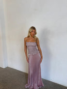 Maya Gown in Dusty Shimmer by L'idee available for hire in Gold Coast, QLD