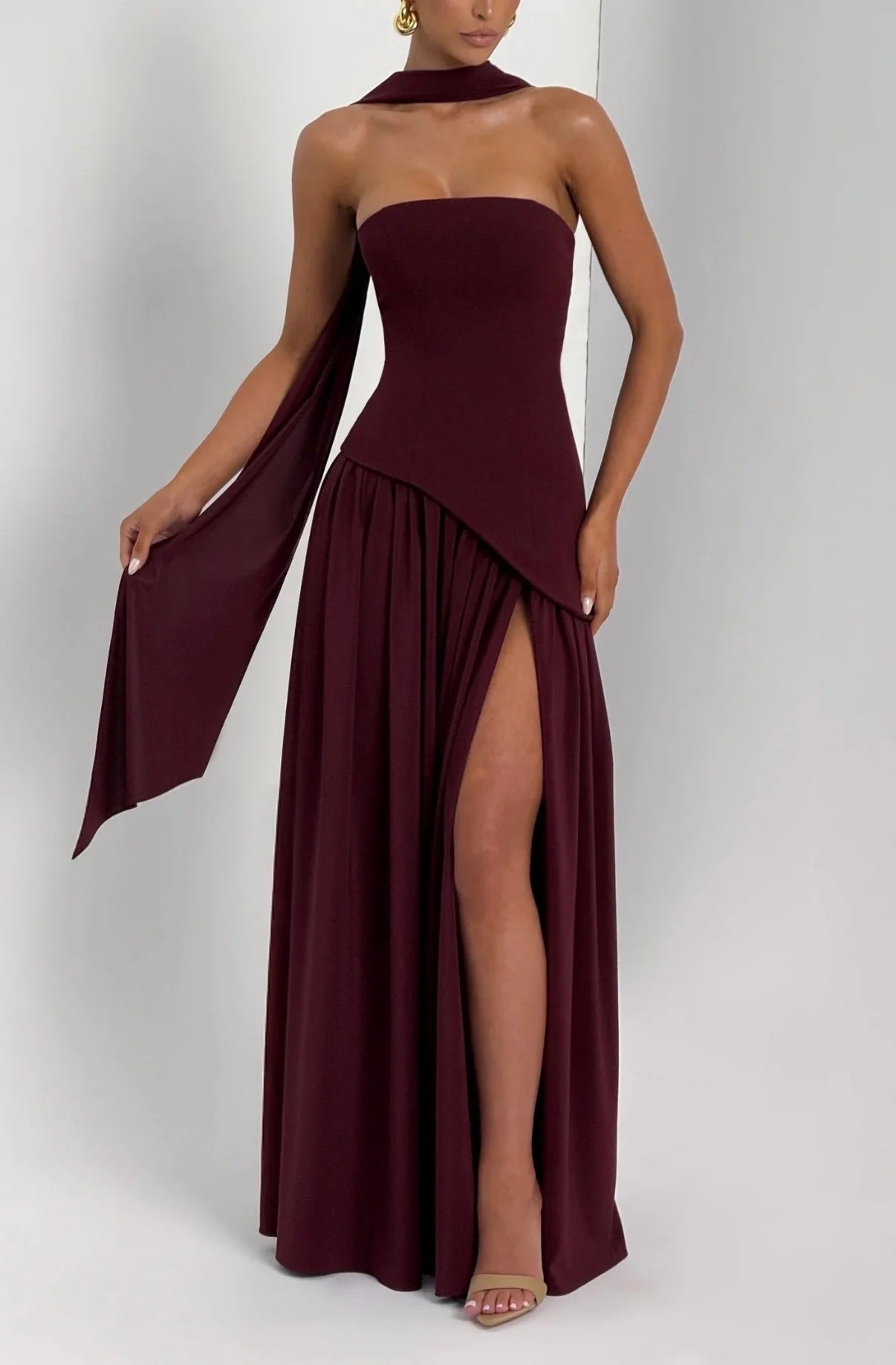 BABYBOO MALIYAH MAXI DRESS CHERRY LACQUER  by Babyboo available for hire in Ivanhoe, VIC
