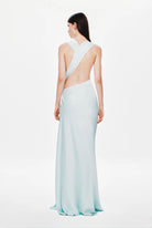 Harlow Satin Dress in Ice Blue by Misha available for hire in Sydney, NSW