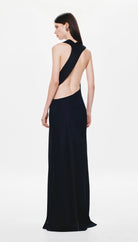 Harlow Satin Dress in Black by Misha available for hire in Sydney, NSW