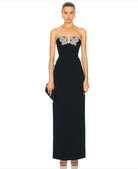 Rachel Gilbert Lukas Gown Black Silver Size 2/AU10 by Rachel Gilbert available for hire in Hampton East, VIC