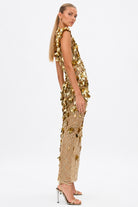 Hugo Gown Gold 3/AU12 by Rachel Gilbert available for hire in Hampton East, VIC