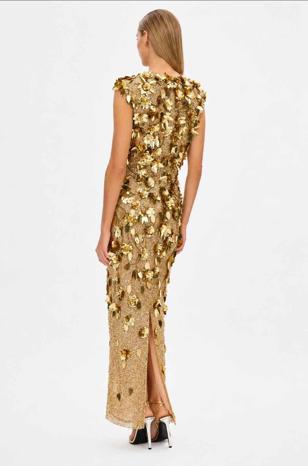 Hugo Gown Gold 3/AU12 by Rachel Gilbert available for hire in Hampton East, VIC
