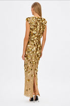 Hugo Gown Gold 3/AU12 by Rachel Gilbert available for hire in Hampton East, VIC