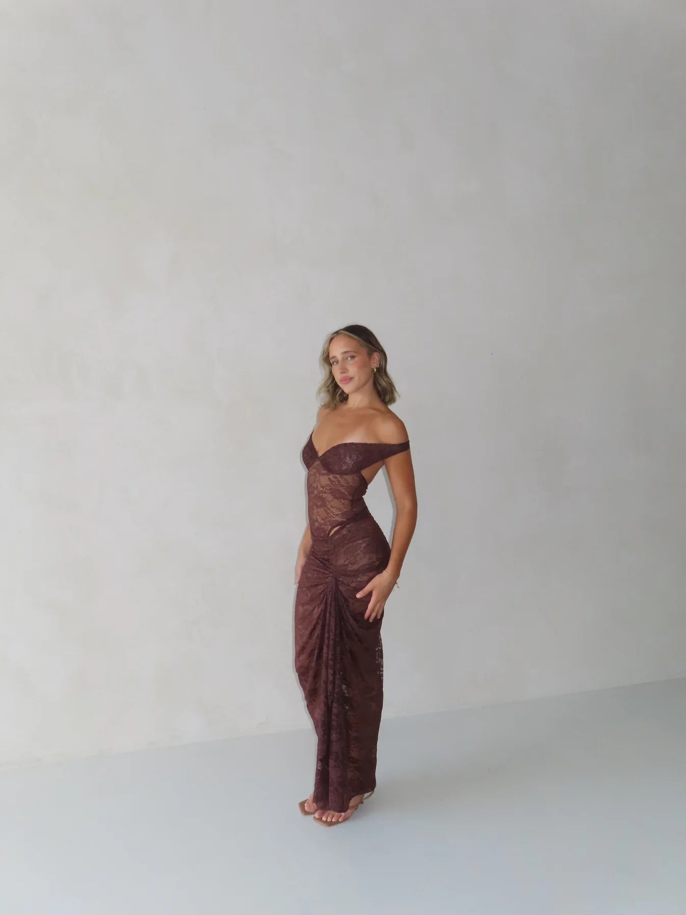 Aubrey Dress in Brown by Natalie Rolt available for hire in Gold Coast, QLD