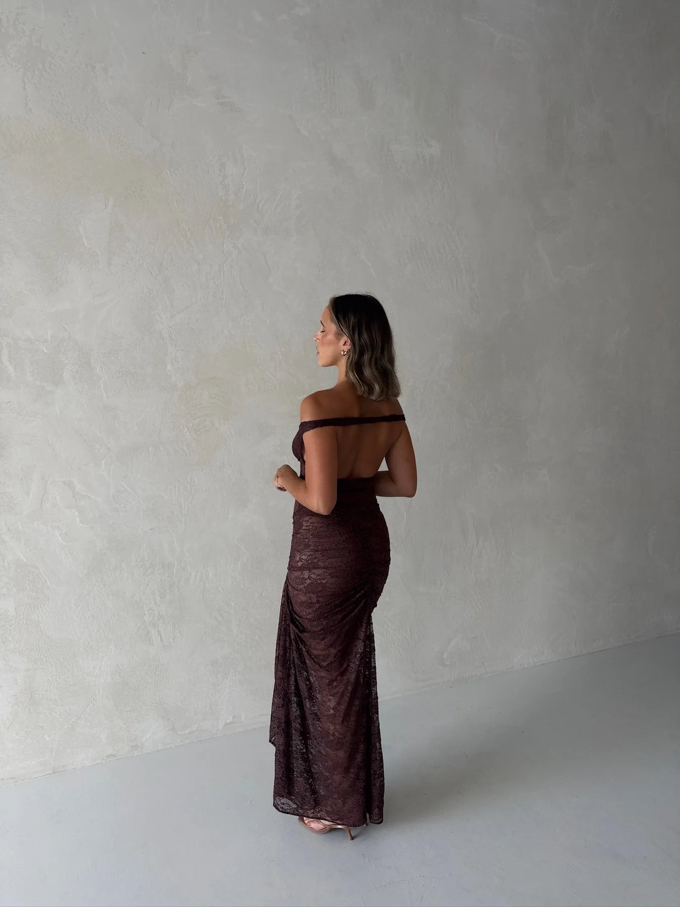 Aubrey Dress in Brown by Natalie Rolt available for hire in Gold Coast, QLD