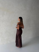 Aubrey Dress in Brown by Natalie Rolt available for hire in Gold Coast, QLD