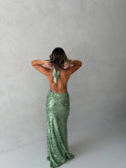 Liana Dress in Seafoam Sequin by Fait Par Foutch available for hire in Gold Coast, QLD