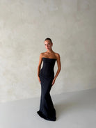 Louie Gown in Black by HNTR the Label available for hire in Gold Coast, QLD
