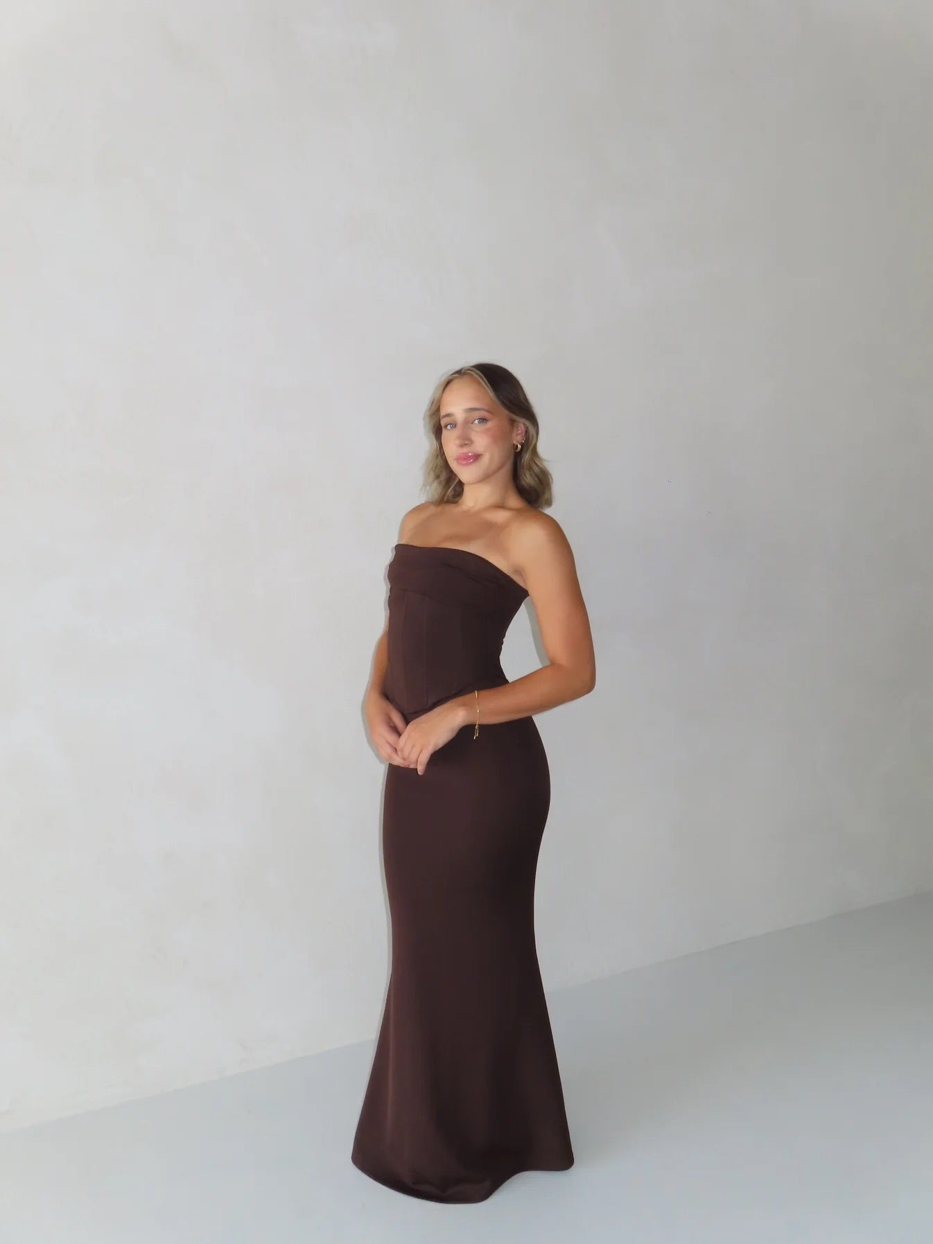 Louie Gown in Brown by HNTR The Label available for hire in Gold Coast, QLD