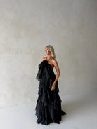 Pandorea Layered Maxi Dress In Black by Aje available for hire in Gold Coast, QLD