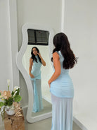 Roza Dress in Blue by Effie Kats available for hire in Gold Coast, QLD