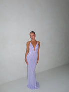 Sapphire Sequin Dress in Lilac by Misha Collection available for hire in Gold Coast, QLD