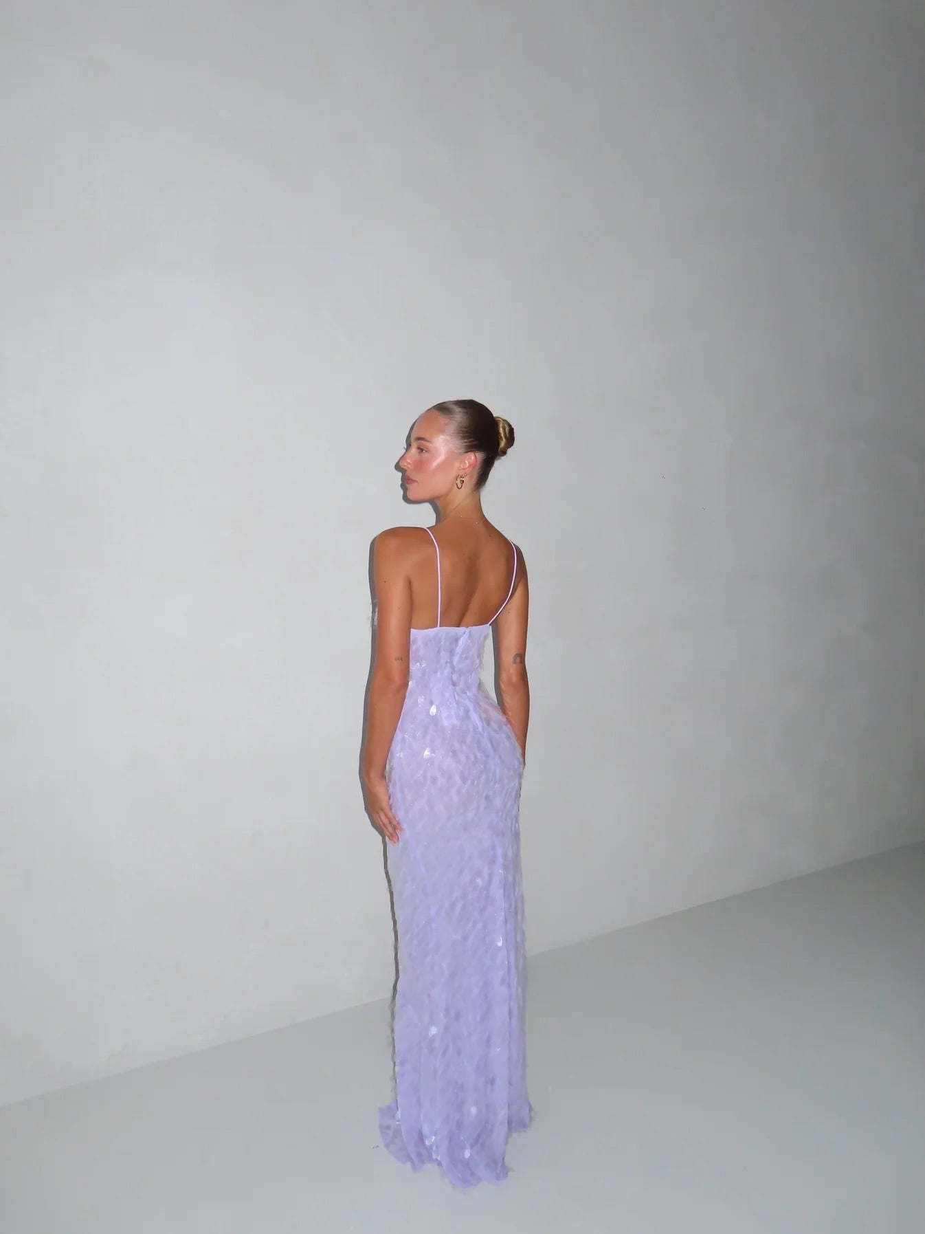 Sapphire Sequin Dress in Lilac by Misha Collection available for hire in Gold Coast, QLD