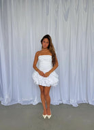 Violette Bubble Hem Mini in Ivory by Aje available for hire in Gold Coast, QLD