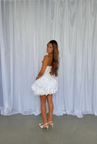 Violette Bubble Hem Mini in Ivory by Aje available for hire in Gold Coast, QLD