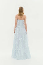 Allairie Gown in Pastel Blue by Aje available for hire in Gold Coast, QLD