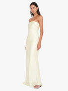 Austen Strapless Maxi in Ice Yellow by Bec & Bridge available for hire in Gold Coast, QLD