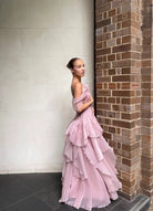 Nisha Gown in Fawn Pink by Aje available for hire in Gold Coast, QLD