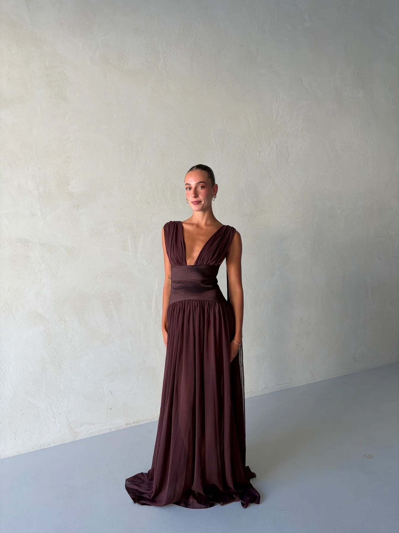 Ramona Maxi in Cacao by Arcina Ori available for hire in Gold Coast, QLD