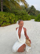 Winona gown by Natalie Rolt available for hire in Paradise Point, Gold Coast, Queensland