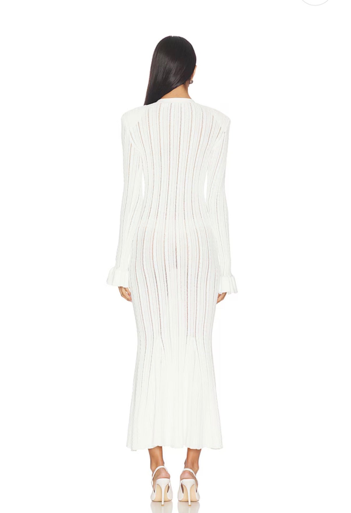 White Pointelle Knit Midi by Self Portrait available for hire in Sydney, NSW