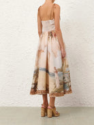 Mahon Picnic Dress in Island Map Blue by Zimmermann available for hire in Australia