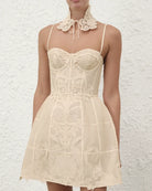 Rebellion Filigree Mini Dress in Cream by Zimmermann available for hire in Australia