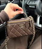 Chanel top handle vanity - chocolate  by Chanel available for hire in Earlwood, NSW