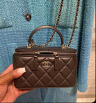 Chanel top handle vanity - chocolate  by Chanel available for hire in Earlwood, NSW