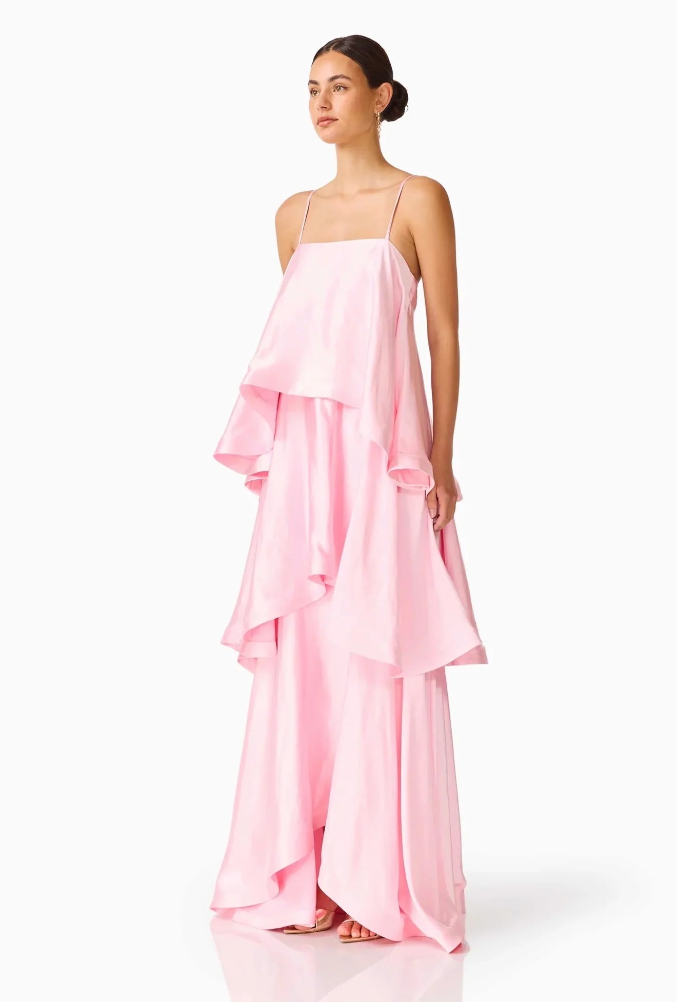 Elliatt Tilly Tiered Maxi Dress in Pale Pink by Elliatt available for hire in Camp Hill, QLD