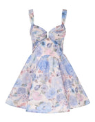 Rebellion Drape Mini Dress in Sky Bloom by Zimmermann available for hire in Camp Hill, QLD