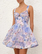 Rebellion Drape Mini Dress in Sky Bloom by Zimmermann available for hire in Camp Hill, QLD