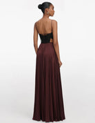 Brown Satin Lace Maxi by Self Portrait available for hire in Mermaid Beach, QLD