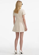 Cream Collard Denim Mini Dress by Self Portrait available for hire in Mermaid Beach, QLD